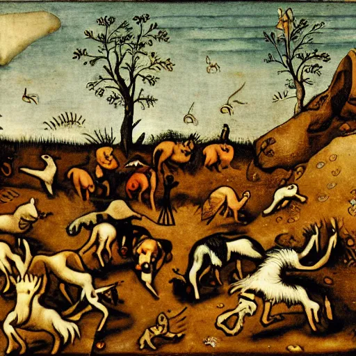 Image similar to of a crypto animal in the style of bruegel