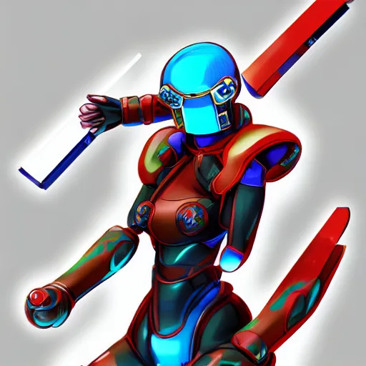 Image similar to samus the samurai android, trending on artstation, anime style