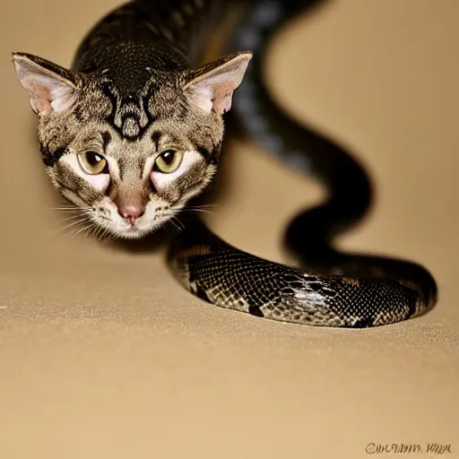 Image similar to a snake - cat - hybrid, reptile, animal photography