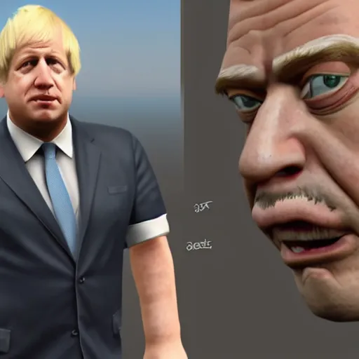 Prompt: a screenshot of boris johnson in the gta v. 3 d rendering. unreal engine. amazing likeness. very detailed. cartoon caricature