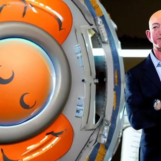 Image similar to jeff bezos in a spaceship going into space