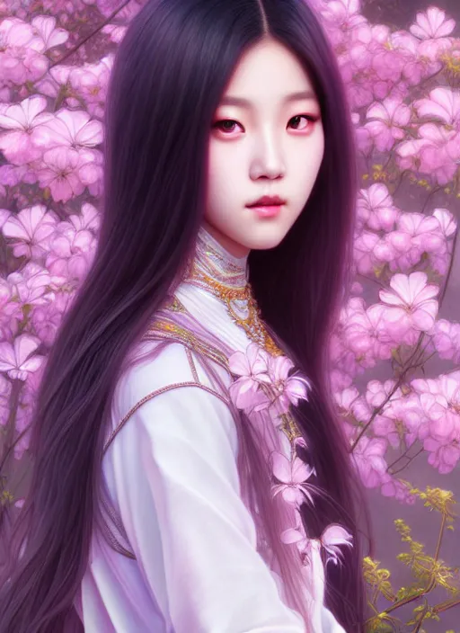 Image similar to jisoo of blackpink, goddess of the moon, highly detailed, digital painting, smooth, sharp focus, illustration, ultra realistic, unreal engine, 8 k, art by artgerm and alphonse mucha