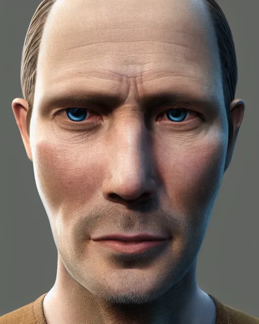 Image similar to portrait of 4 0 - year - old man, with a pale face with premature lines, and light brown hair going grey, wearing in shirt, hyper realistic face, beautiful eyes, character art, art by mark brooks, hyperdetailed, cryengine, trending on artstation, digital art