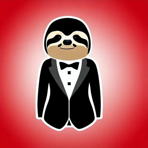 Image similar to sloth wearing tuxedo, 3 d logo, vector illustration, aesthetic, minimalistic