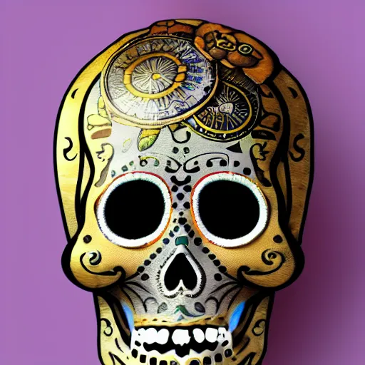 Image similar to A steam punk sugar skull