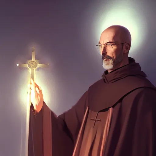 Prompt: portrait of saint ignatius of loyola, 4 k, concept art, by wlop, ilya kuvshinov, artgerm, krenz cushart, greg rutkowski, pixiv. cinematic dramatic atmosphere, sharp focus, volumetric lighting, cinematic lighting, studio quality