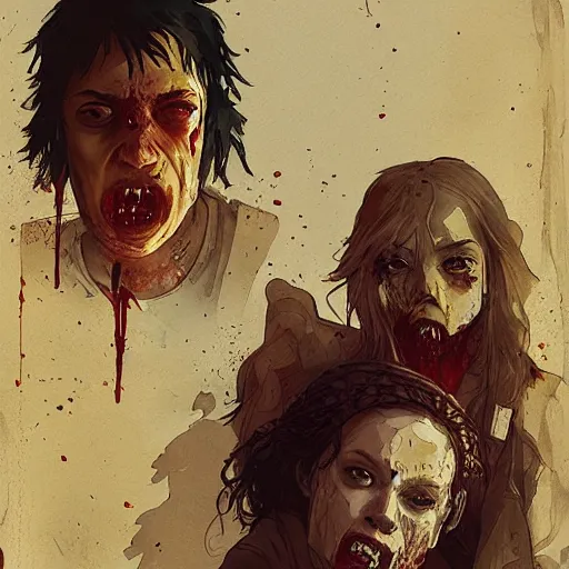 Prompt: clementine from the waking dead the last season been eaten by a couple of zombie by greg rutkowski