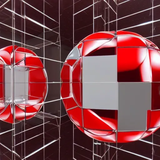 Prompt: chrome spheres on a red cube, anisotropy