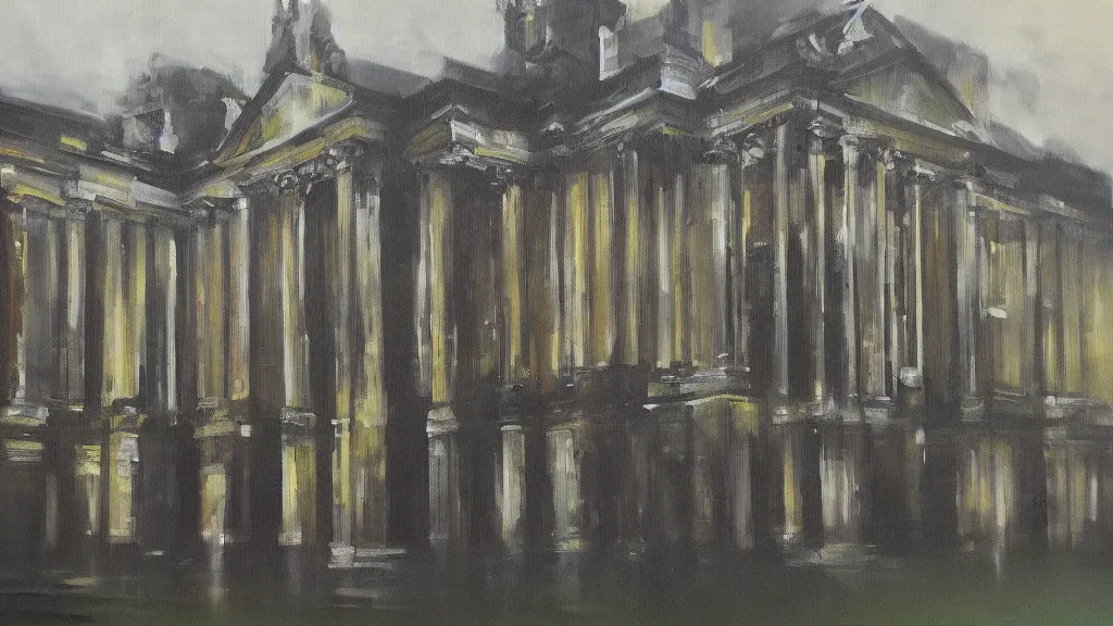 Prompt: oil painting of the architecture of University college dublin by Gerhard Richter