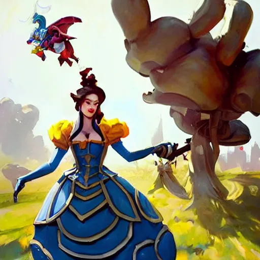 Image similar to greg manchess portrait painting of partially armored alice in wonderland as overwatch character, wacky, medium shot, asymmetrical, profile picture, organic painting, sunny day, matte painting, bold shapes, hard edges, street art, trending on artstation, by huang guangjian and gil elvgren and jesper ejsing