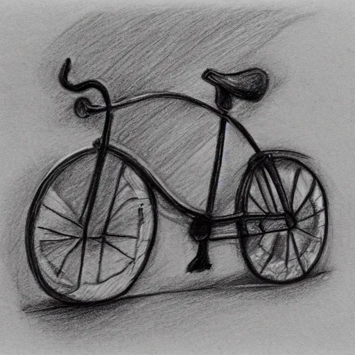 Image similar to bicycle made of bones, pencil, sketch