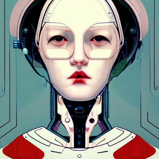 Image similar to portrait of female android by james jean