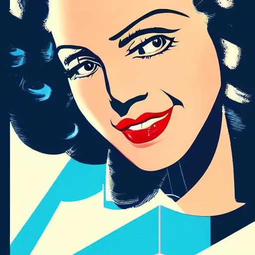 Image similar to smiling, happy, beautiful, intelligent, powerful 1 9 4 0 s movie star loving eyes, fully clothed, wise, beautiful, dramatic lighting, sharp focus, art deco patterns by stanley artgerm, retro futurism, dramatic lighting, trending on artstation, flat colour, geometric curves, gradient filter