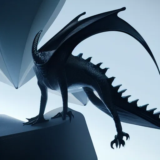 Image similar to A sleek, futuristic dragon designed by Dyson, octane render