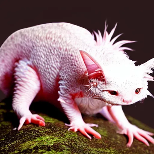 Prompt: an axolotl - cat - hybrid. animal photography, wildlife photo