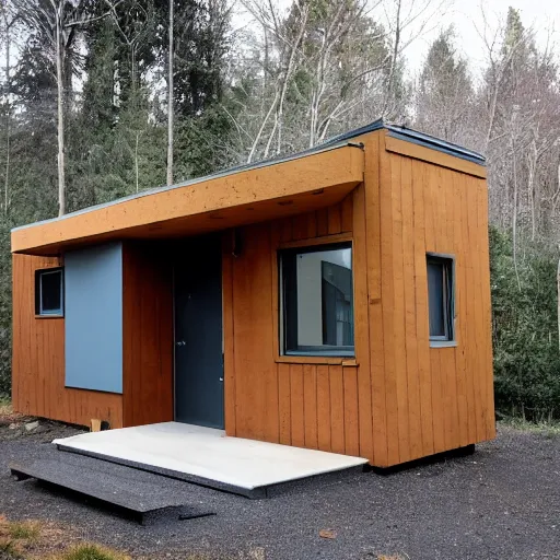 Image similar to brutalist tiny home