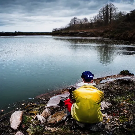 Image similar to photo of fisherman fishing next to the river, 4k, hq, high details, award winning photography