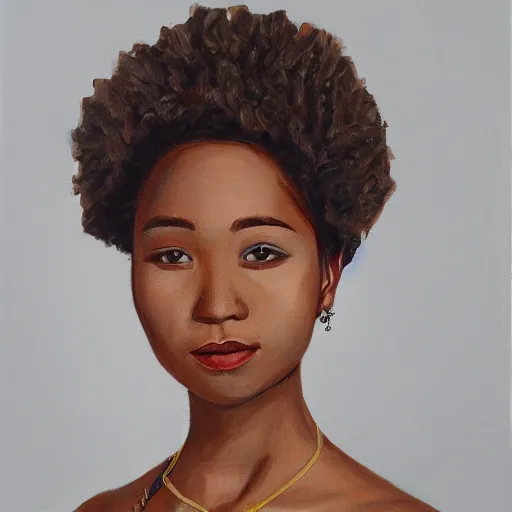Prompt: a portrait painting of tiara valyo