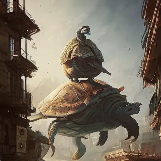 Image similar to A city on a gigantic turtle ,Greg rutkowski, Trending artstation, cinematográfica, digital Art