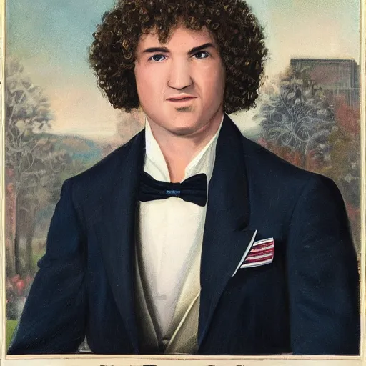 Image similar to ben askren, wearing an ornate suit, presidential portrait