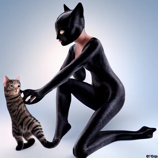 Image similar to cat woman is born in 3d 8k photo nature magazine