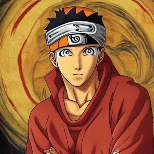 Prompt: Renaissance painting of Naruto Uzumaki from the anime Naruto