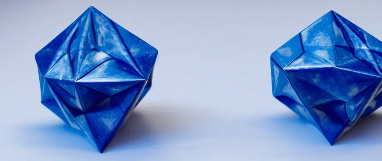 Prompt: hyperrealistic highly detailed Kepler's Platonic solid model impossible object in motion escher dali dramatic blue lighting wide angle hd 8k sharp shallow depth of field