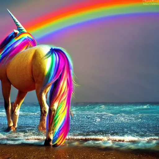 Prompt: rainbow unicorn, photo, national geographic