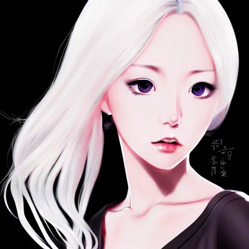 Image similar to Ann Takamaki, platinum blonde hair, anime, elegant, 2d, ultra highly detailed, digital painting, smooth, sharp focus, artstation, pixiv, art by Ina Wong, art by Ilya Kuvshinov