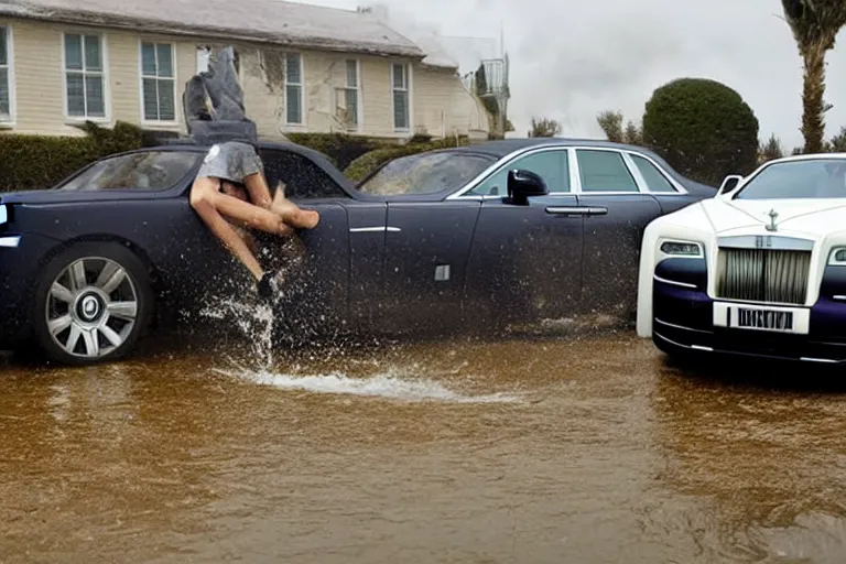 Image similar to stoned teenagers decided to drown Rolls-Royce