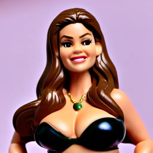 Image similar to Sofia Vergara in the Wolf of Wallstreet mini figure, high detail photograph, 35mm