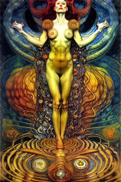 Image similar to Divine Chaos Engine by Karol Bak, Jean Delville, William Blake, Gustav Klimt, and Vincent Van Gogh, symbolist, visionary