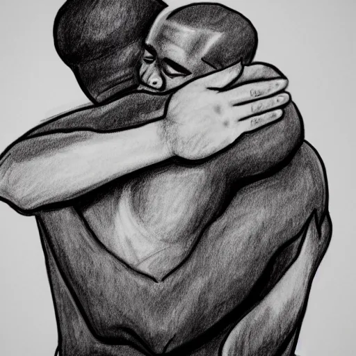 crying hug drawing