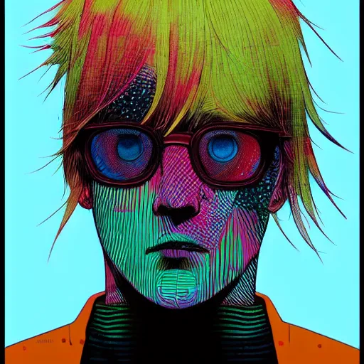 Image similar to a portrait of blonde male by inio asano, beeple and james jean, hiroyuki takahashi color scheme, digital art