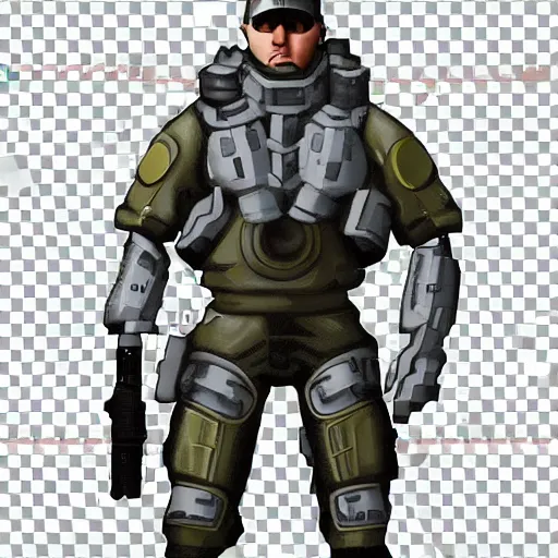 Image similar to maksed sci fi soldier facing camera game sprite playstation full body