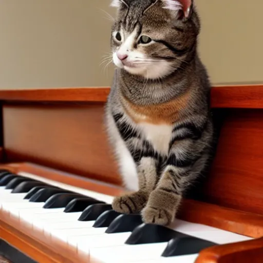 Prompt: A cat plays piano