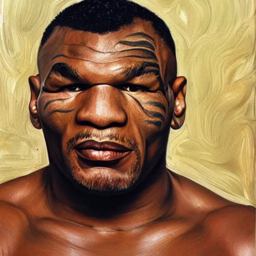 Image similar to high quality high detail painting by lucian freud, hd, portrait of mike tyson
