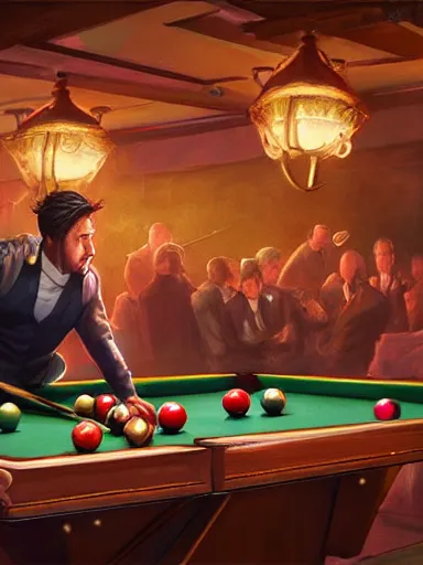 Image similar to snooker bar fight. intricate, elegant, highly detailed, digital painting, artstation, concept art, sharp focus, illustration, by justin gerard and artgerm, 8 k