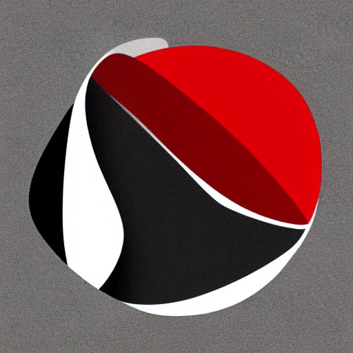 Prompt: abstract curvy flat illustration, solid color using only red black and white