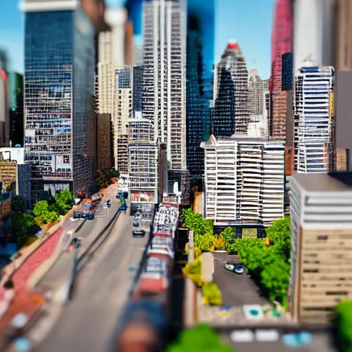 Image similar to Cityscape, Tilt-shift, wide shot, legos