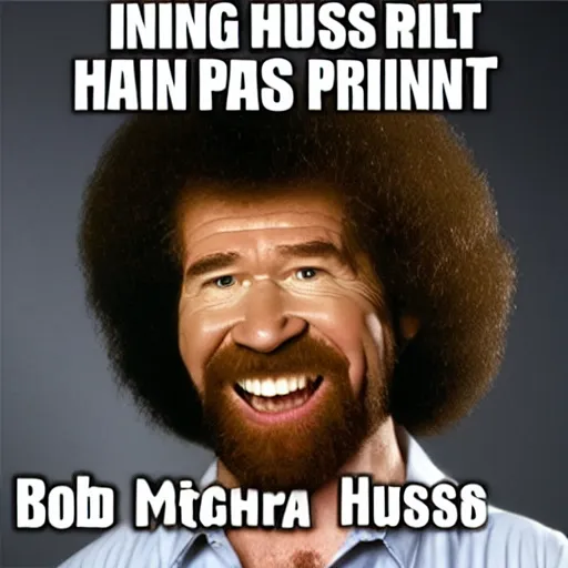 Prompt: bob ross screaming huffing paint