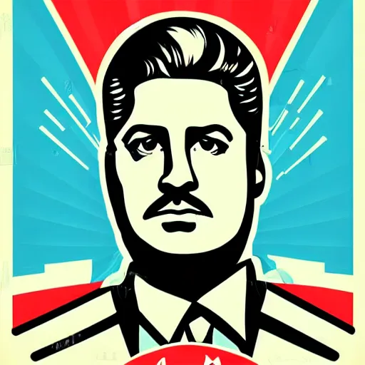 Prompt: handsome male, pop art style, poster style, soviet propaganda, king, monarch, emperor, dictator, ruler of crypto