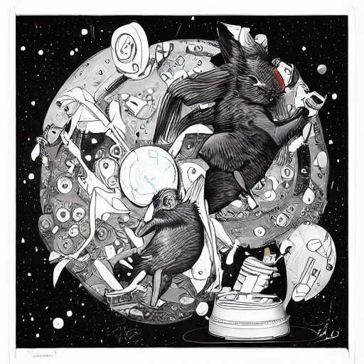 Image similar to A lost sci-fi rabbit, space rabbit, interstellar black hole, by James Jean And WLOPPRO