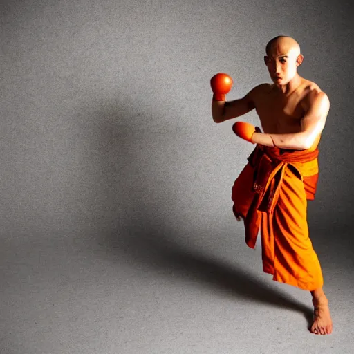 Prompt: a detailed still of a man who is training in a japanese temple using unarmed combat, the man looks like a mix between aang from avatar the last airbender and the male monk from diablo iii, in japanese anime style