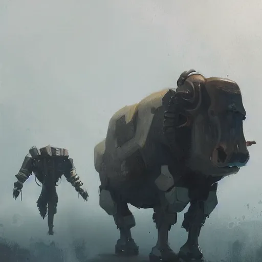 Image similar to 🤖🐃, Greg rutkowski, Trending artstation, cinematográfica, digital Art