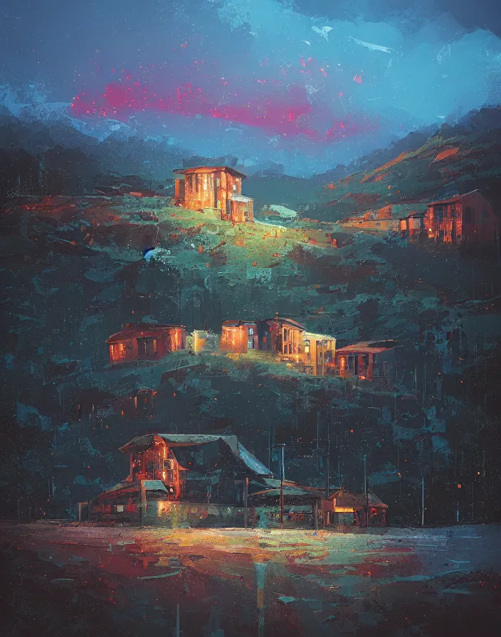 Prompt: a building in a stunning landscape by Alena Aenami