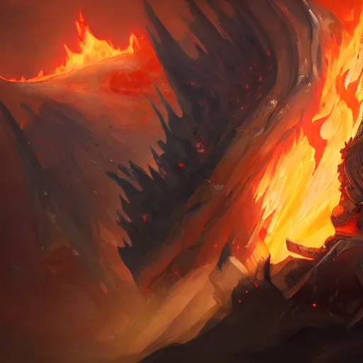 Prompt: a sketch of ragnaros trending on artstation, painted by greg rutkowski