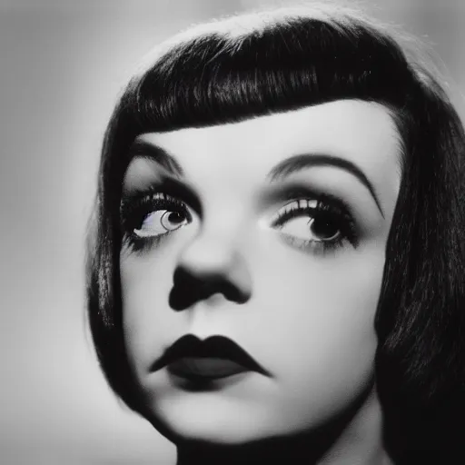 Prompt: photographic portrait of a hybrid of judy garland and christina ricci aged 2 2, with a fringe, 8 k