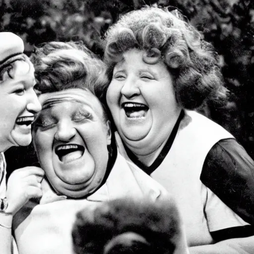 black-and-white photo of female Three Stooges laughing | Stable ...