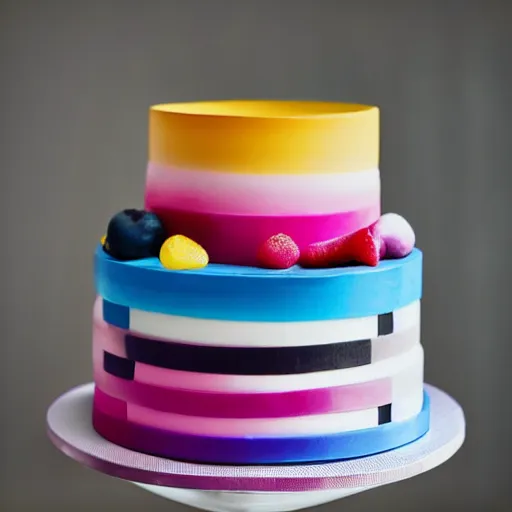 Prompt: minimalist cake colorful by amaury guichon